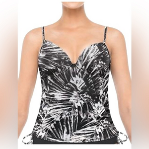 Spanx Assets By Sara Blakely Push Up Swimsuit Tankini Black White Size XL